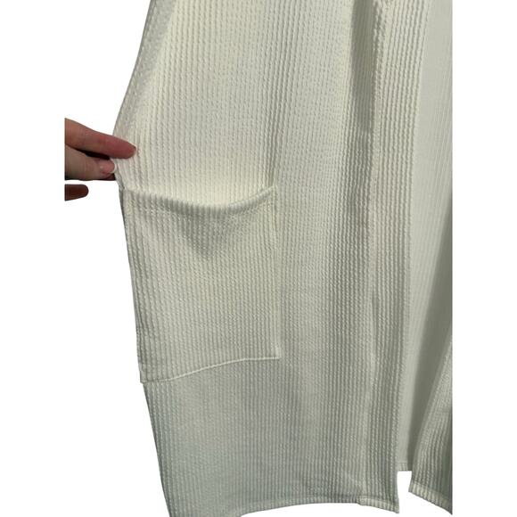 Womens Plus 1X Chic Lagenlook Ribbed Open Front Long Sleeve Longline Cardigan - Picture 5 of 10